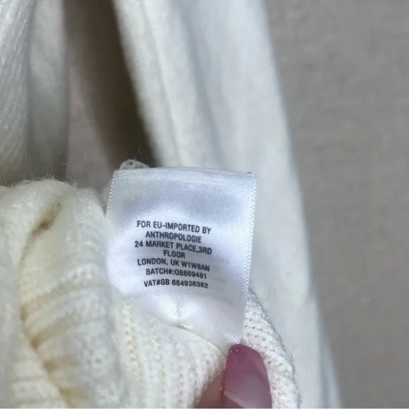 Anthropologie Women’s XS Creamy White Tunic Sweater Cowl Turtleneck Soft Long - Picture 3 of 6